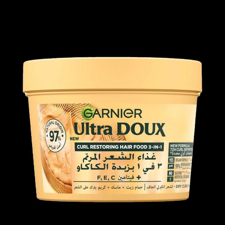 غارنييه ألترا دو Curls ماسك مغذي بزبدة الكاكاو لاستعادة وحيوية الشعر المجعد الجاف 3 في 1 - 390 مل