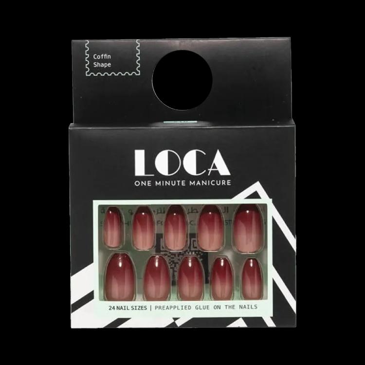 أظافر Loca الملصقة - شكل كوفين - 18 أومبري - 24 قطعة