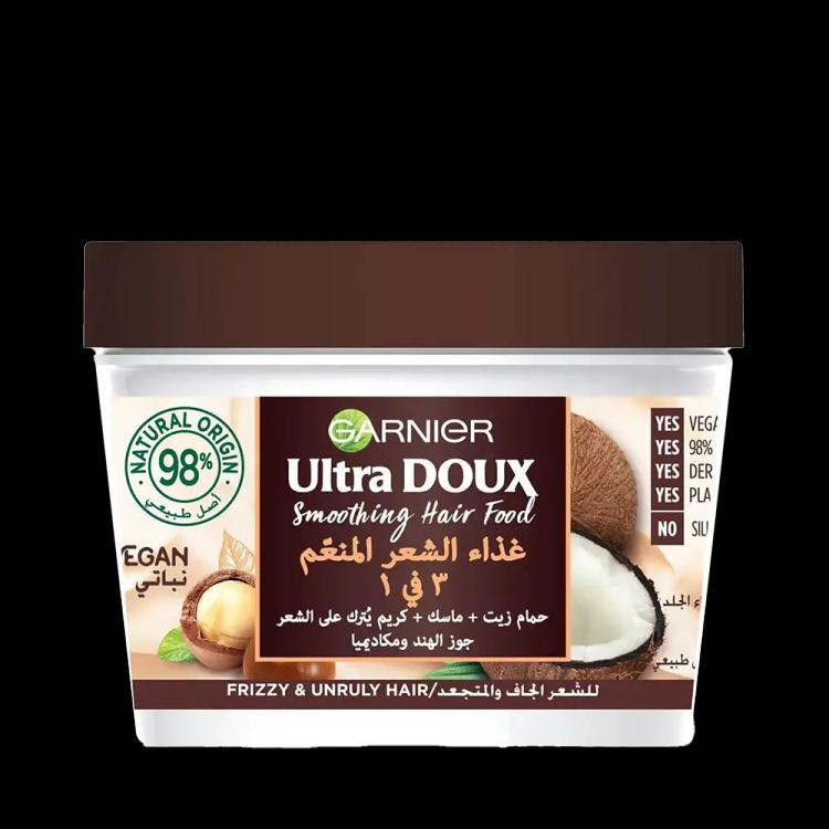 Garnier Ultra Doux Smoothing Coconut 3-in-1 Hair Food for Frizzy Hair - 390 ml