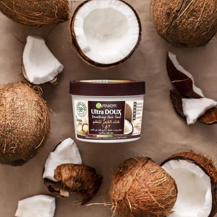 Garnier Ultra Doux Smoothing Coconut 3-in-1 Hair Food for Frizzy Hair - 390 ml