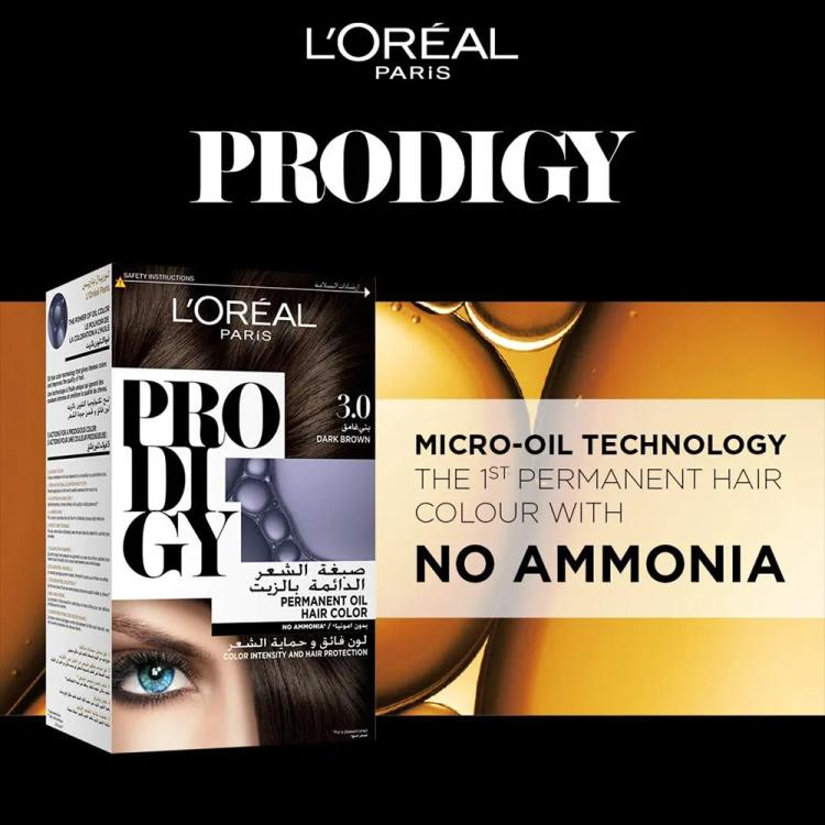 L'Oreal Paris Prodigy Permanent Oil Hair Color - 3.0 Dark Brown