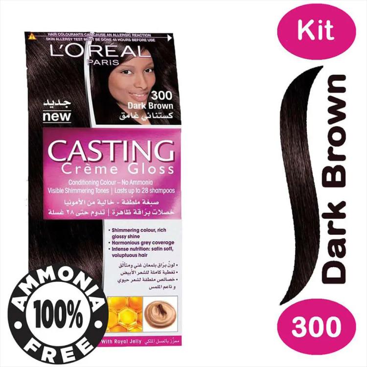 L'Oreal Paris Casting Creme Gloss Hair Color - 300 Dark Brown (48ml+72ml+60ml)