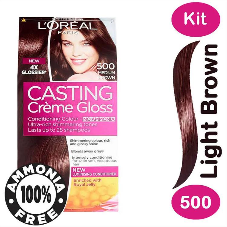 L'Oreal Paris Casting Creme Gloss Hair Color - 500 Light Brown (48ml+72ml+60ml)