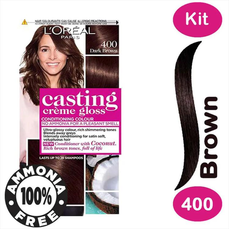 L'Oreal Paris Casting Creme Gloss Hair Color - 400 Brown (48ml+72ml+60ml)