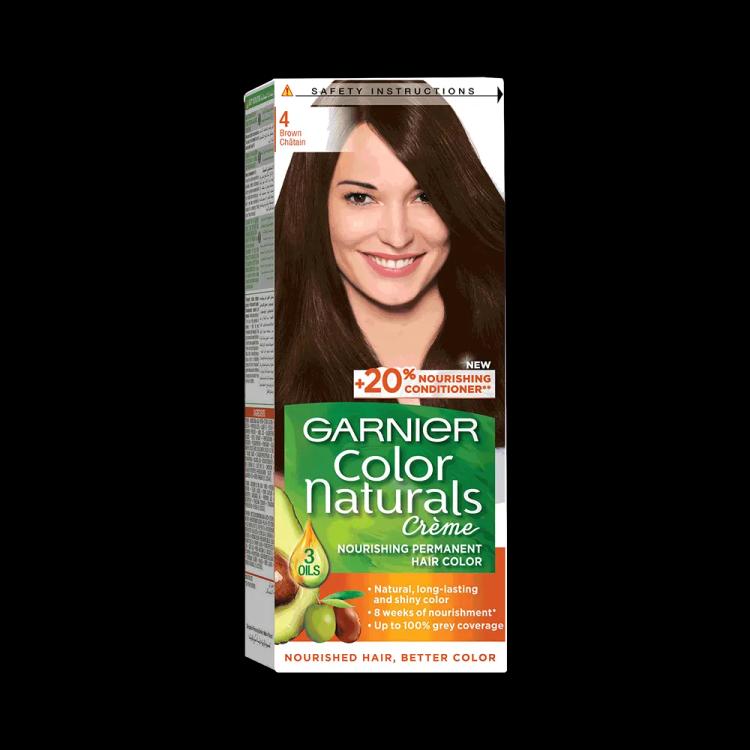 Garnier Color Naturals Creme Nourishing Permanent Hair Color - 4 Brown (60ml+40ml+12ml)