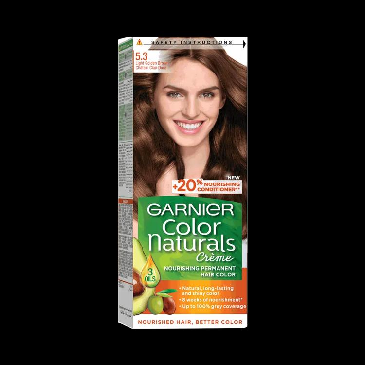 Garnier Color Naturals Creme Nourishing Permanent Hair Color - 5.3 Light Golden Brown (60ml+40ml+12ml)
