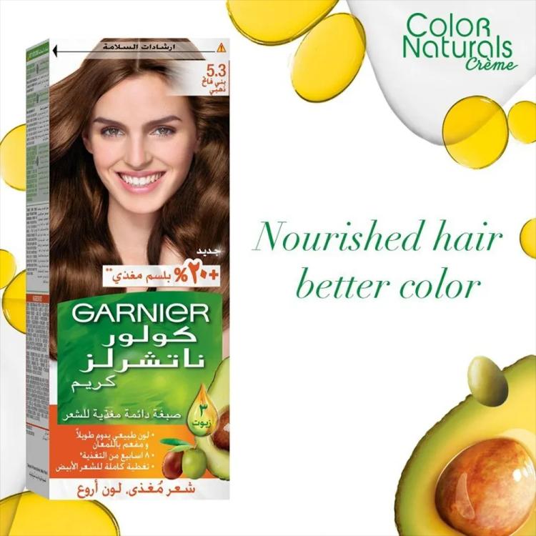 Garnier Color Naturals Creme Nourishing Permanent Hair Color - 5.3 Light Golden Brown (60ml+40ml+12ml)