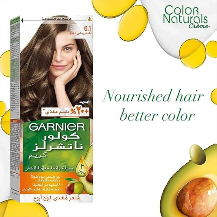 Garnier Color Naturals Creme Nourishing Permanent Hair Color - 6.1 Dark Ash Blonde (60ml+40ml+12ml)