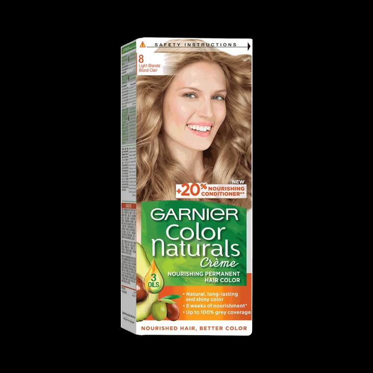 Garnier Color Naturals Creme Nourishing Permanent Hair Color - 8 Light Blonde (60ml+40ml+12ml)