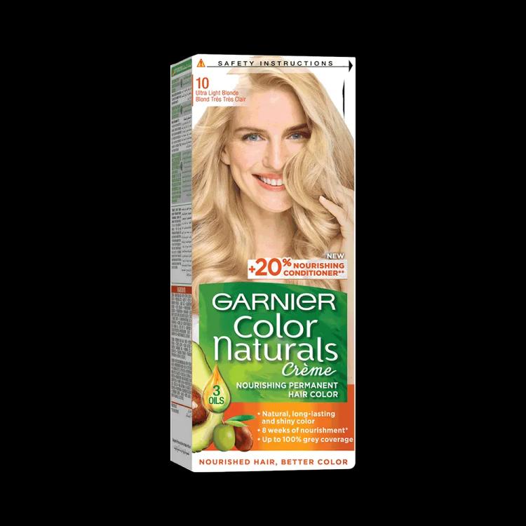 Garnier Color Naturals Creme Nourishing Permanent Hair Color - 10 Ultra Light Blonde (60ml+40ml+12ml)