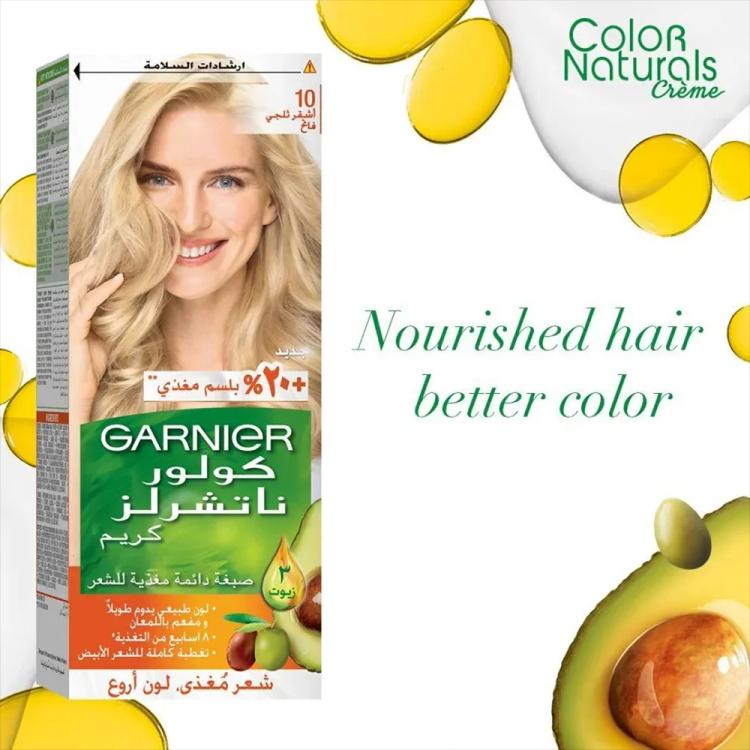 Garnier Color Naturals Creme Nourishing Permanent Hair Color - 10 Ultra Light Blonde (60ml+40ml+12ml)