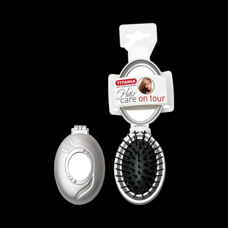 TITANIA Hair Brush With Mirror 1776 - Silver