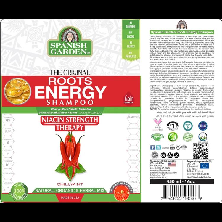 Spanish Garden Niacin Strength Therapy Roots Energy Shampoo - 450 ml