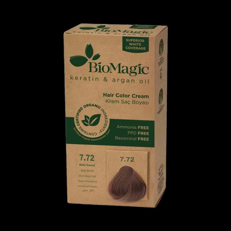 BioMagic Keratin and Argan Oil Hair Colour Cream - Beige Blonde (7.72)