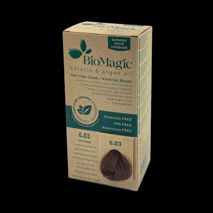 BioMagic Keratin and Argan Oil Hair Colour Cream - Dark Golden Blonde (6.03)