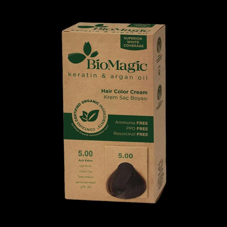 BioMagic Keratin and Argan Oil Hair Colour Cream - Light Brown (5.00)