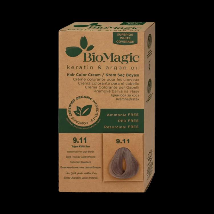 BioMagic Keratin and Argan Oil Hair Colour Cream - Intense Ash Blonde (9.11)