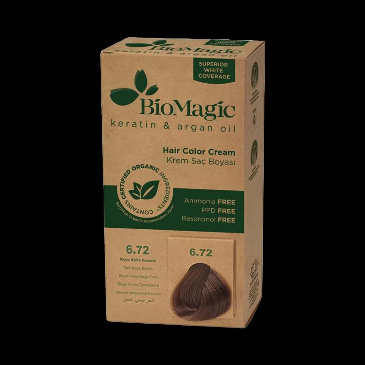 BioMagic Keratin and Argan Oil Hair Colour Cream - Dark Beige Blonde (6.72)