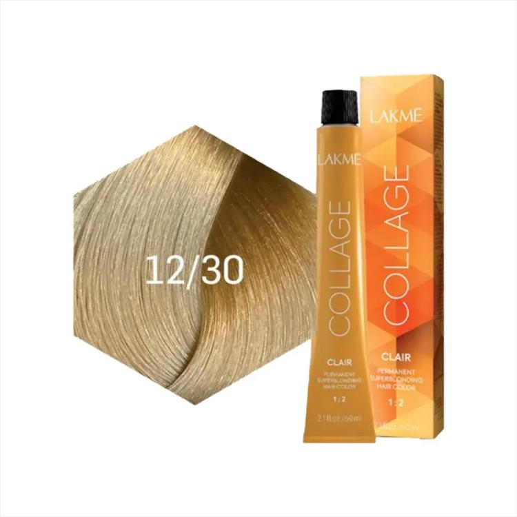 Lakme Collage Permanent Hair Color - 12/30 Light Golden Blonde Super (60 ml)