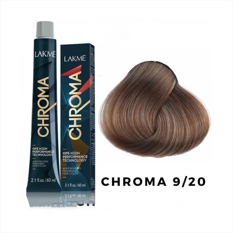 Lakme Chroma Permanent Hair Color - 9/20 Violet Very Light Blonde (60 ml)