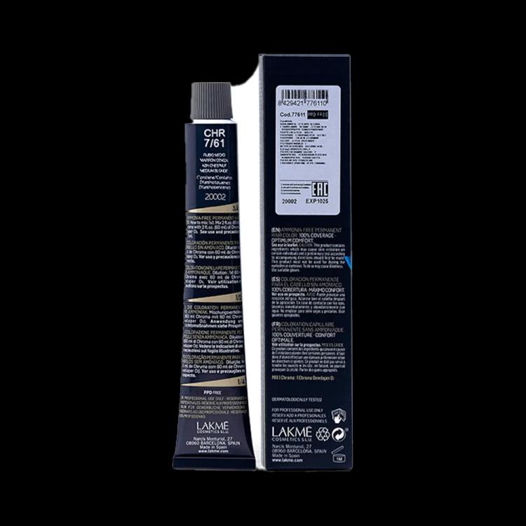 Lakme Chroma Permanent Hair Color - 7/61 Ash Chestnut Medium Blonde (60 ml)