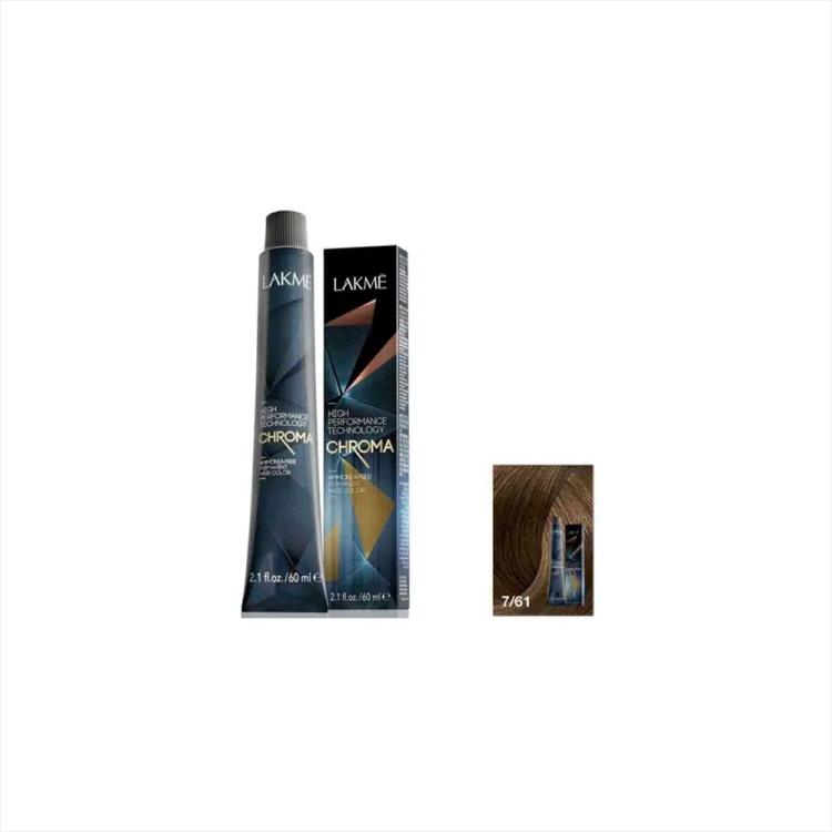 Lakme Chroma Permanent Hair Color - 7/61 Ash Chestnut Medium Blonde (60 ml)