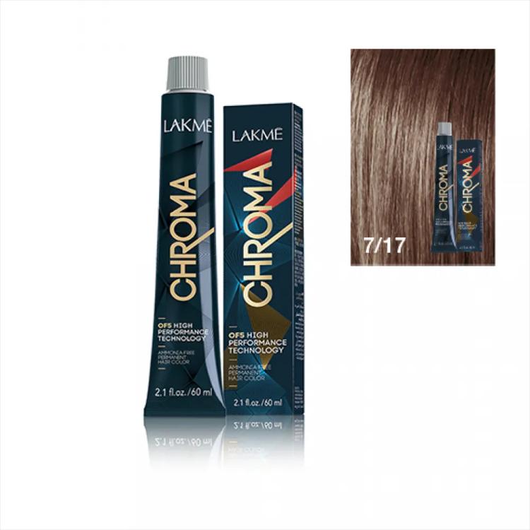 Lakme Chroma Permanent Hair Color - 7/17 Blue Ash Medium Blonde