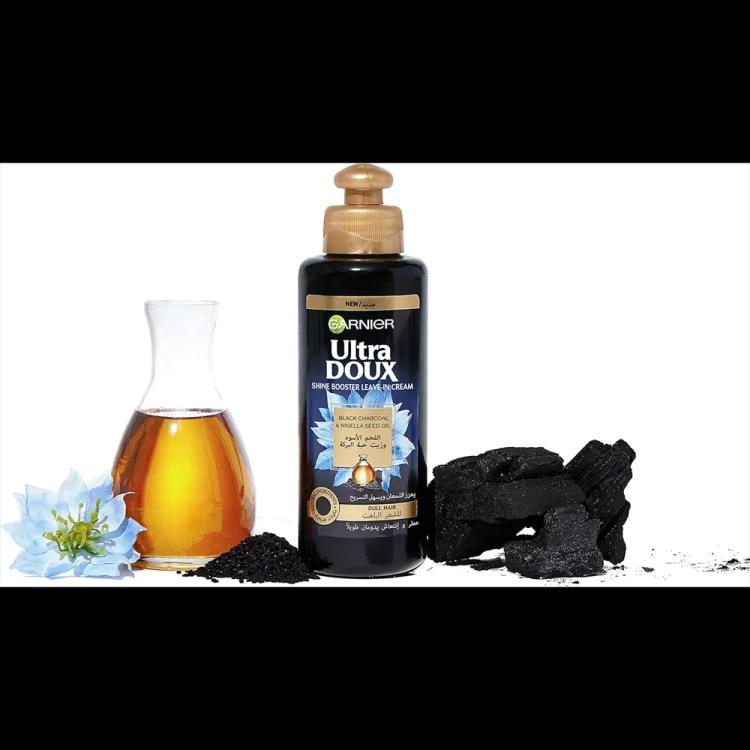 Garnier Ultra Doux Black Charcoal & Nigella Seed Oil Shine Booster Leave-In Cream - 200 ml