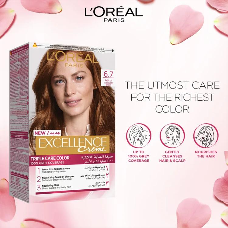 L’Oréal Paris Excellence Creme Permanent Hair Color - 6.7 Chocolate Brown (100 g)
