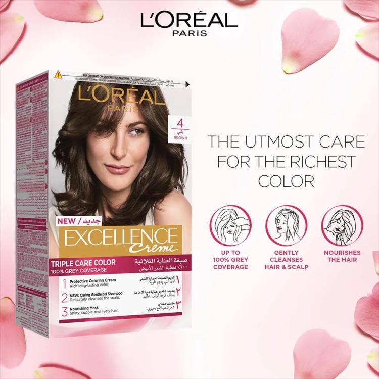 L’Oréal Paris Excellence Creme Permanent Hair Color - 4 Brown (100 g)