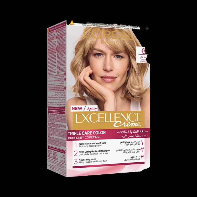 L’Oréal Paris Excellence Creme Permanent Hair Color - 8 Light Blonde (100 g)