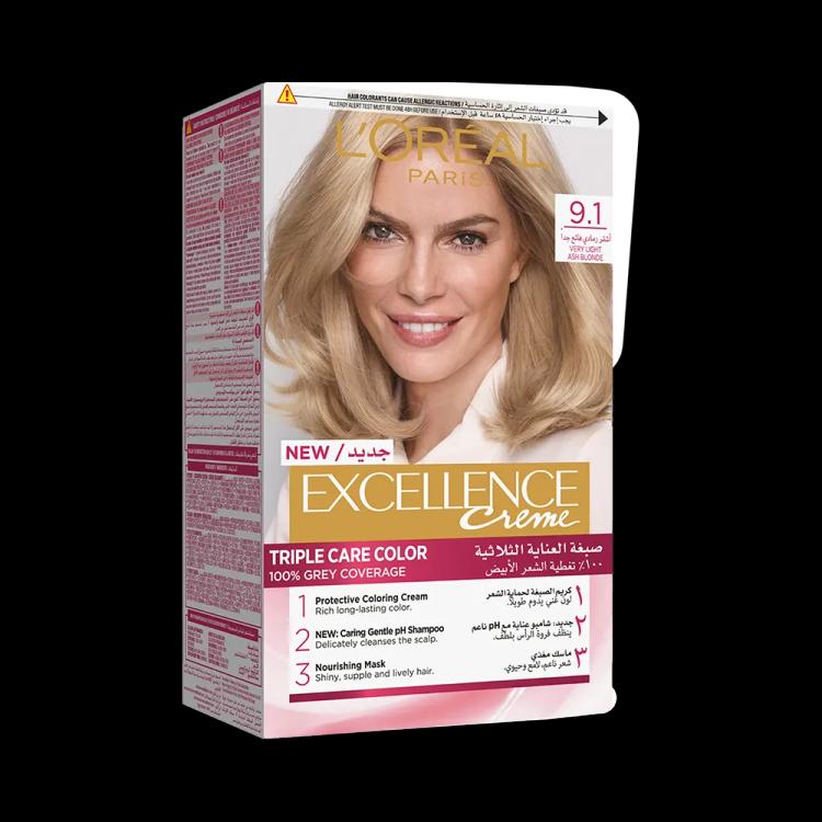 L’Oréal Paris Excellence Creme Permanent Hair Color - 9.1 Very Light Ash Blonde (100 g)