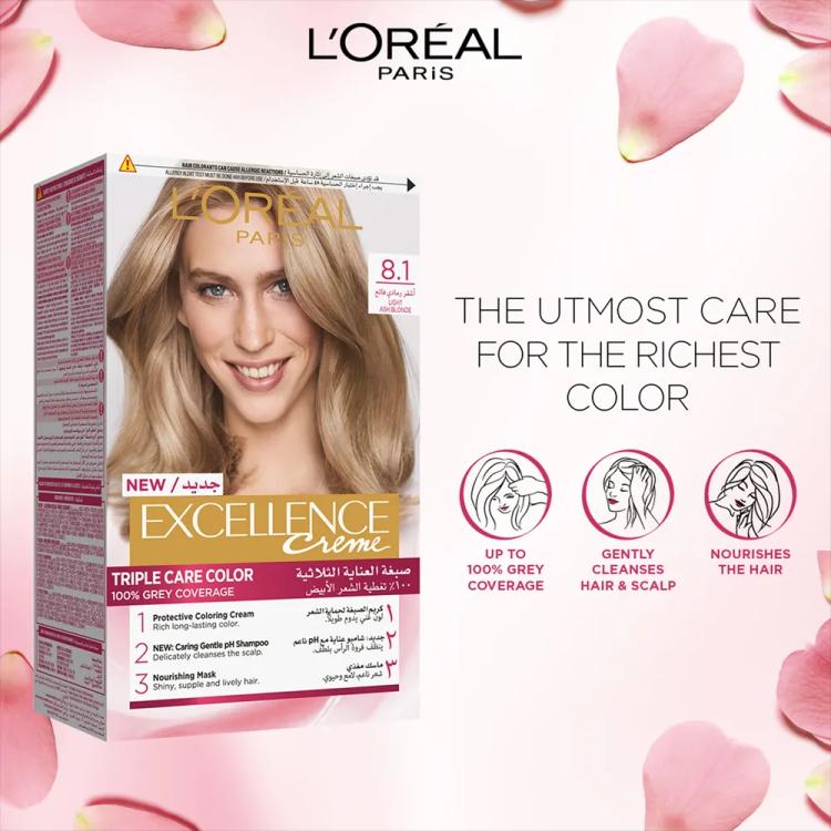 L’Oréal Paris Excellence Creme Permanent Hair Color - 8.1 Light Ash Blonde (100 g)