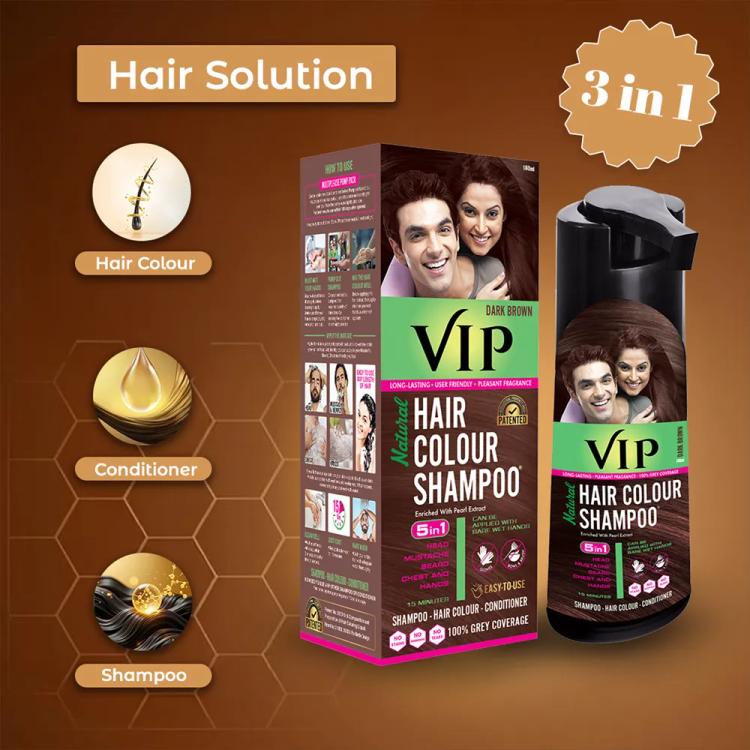 VIP Natural Hair Colour Shampoo, Dark Brown
