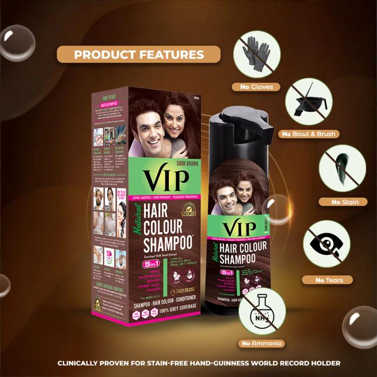VIP Natural Hair Colour Shampoo, Dark Brown