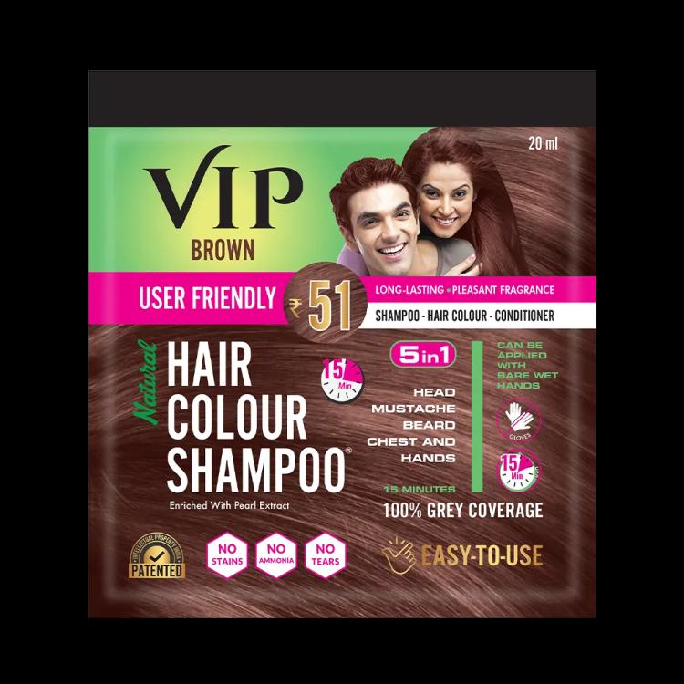 VIP Hair Colour Shampoo, Brown - 20 ml