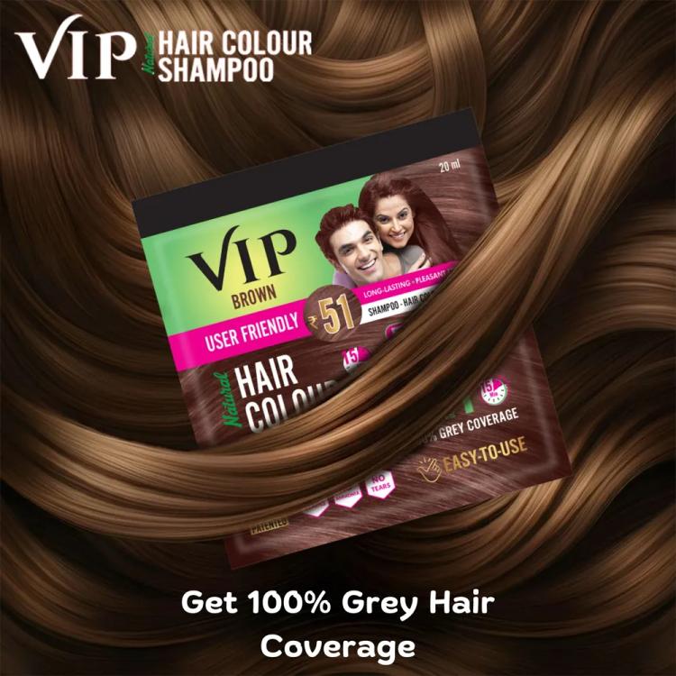 VIP Hair Colour Shampoo, Brown - 20 ml
