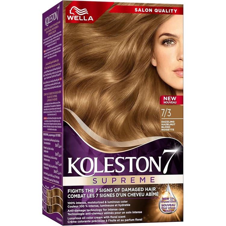 Wella Koleston Supreme Permanent Hair Color Cream - 7/3 Dazzling Hazelnut