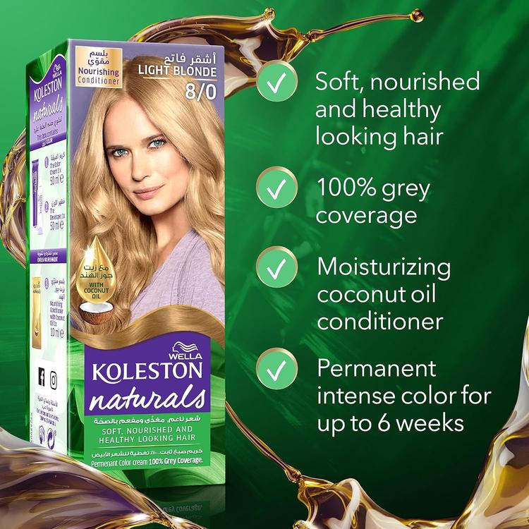 Wella Koleston Naturals Hair Dye - 8/0 Light Blonde