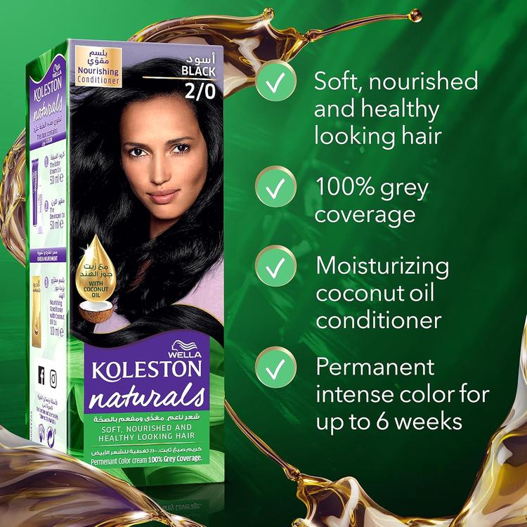 Wella Koleston Naturals Hair Dye - 2/0 Black