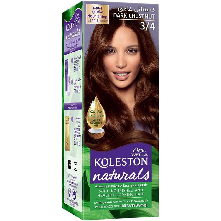 Wella Koleston Naturals Hair Dye - 3/4 Dark Chestnut