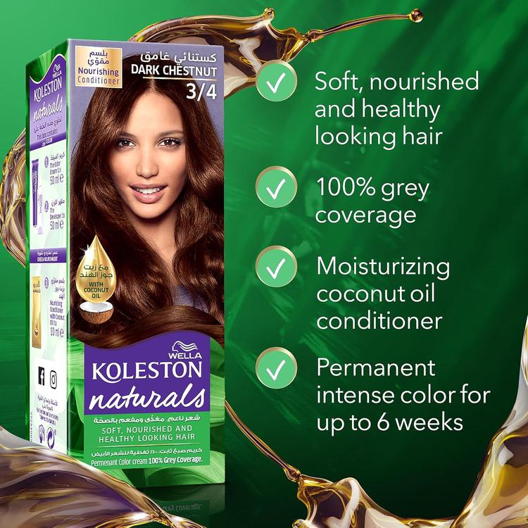 Wella Koleston Naturals Hair Dye - 3/4 Dark Chestnut