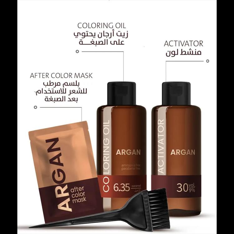 Argan Hair Coloring Oil Kit - Caramel 6.35