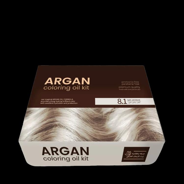 Argan Hair Coloring Oil Kit - Light Ash Blond -8.1