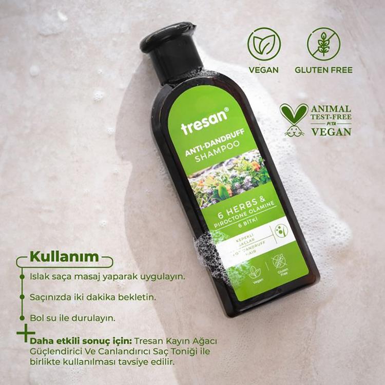 Tresan 6 Herbs Anti-Dandruff Care Shampoo - 300 ml