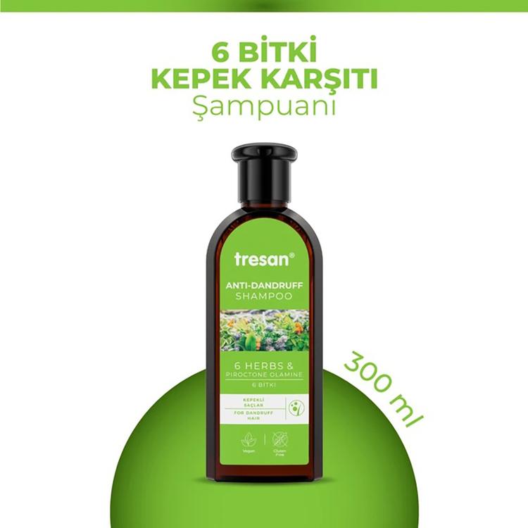 Tresan 6 Herbs Anti-Dandruff Care Shampoo - 300 ml