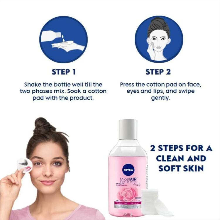 Nivea Rose Care Micellar Water in Oil Organic Rose Water Waterproof - 400 ml