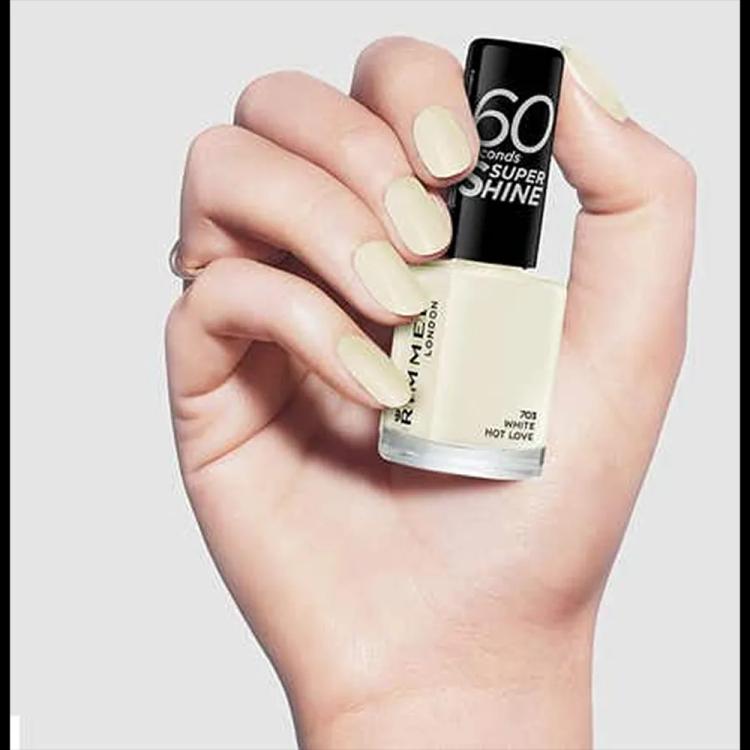 Rimmel London 60 Seconds Super Shine Nail Polish - 703 White Hot Love (8 ml)
