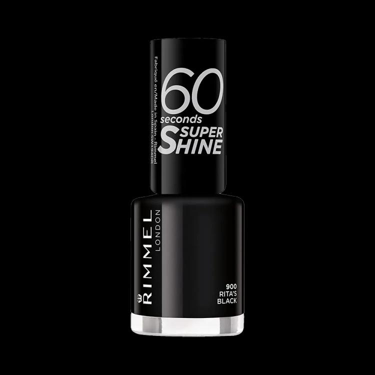 Rimmel London 60 Seconds Super Shine Nail Polish - 900 Rita's Black (8 ml)