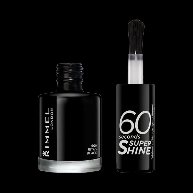Rimmel London 60 Seconds Super Shine Nail Polish - 900 Rita's Black (8 ml)